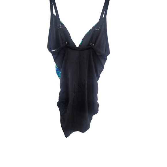 Women's V-Neck Small One-Piece Swimsuit With Adjustable Straps & Tropical Print - Picture 2 of 8